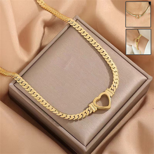 Stainless Steel Gold Love Chain Necklace