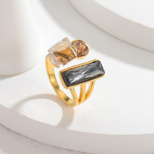 Womens Square Gem Zircon Ring