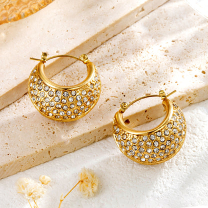 Gold Oval Diamond Earrings