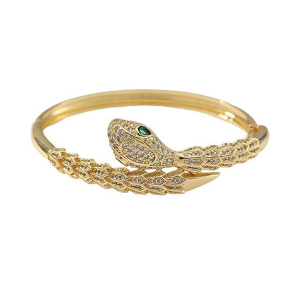 Womens Gold CZ Snake Bracelet