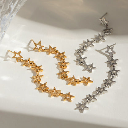 Stainless Steel Star Dangle Earrings