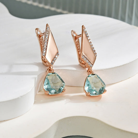 CZ Blue Gem Statement Earrings