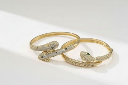 Womens Gold CZ Snake Bracelet
